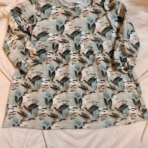 Velvet fawn mallard print Long Sleeve Dress/tunic EUC